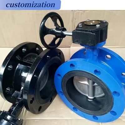 Valvola a farfalla a doppia flangia a gas supportata OEM con cambio Pn6/Pn10/Pn16