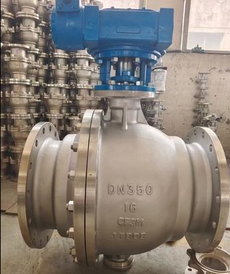 Valvola a sfera di flangia Verme di ingranaggio industriale Valvola a sfera di trunnion Acciaio inossidabile/ WCB Costruzione