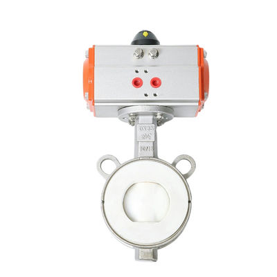 PTFE completamente rivestito sigillo morbido ferro duttile pinza pneumatica valvola farfalla per industria
